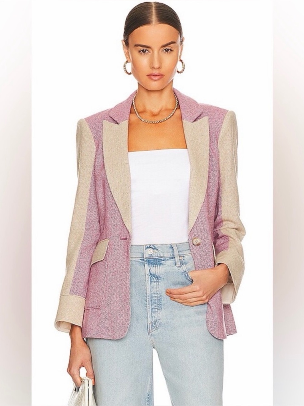 cinq a sept Two-Tone Pink and Cream Blazer